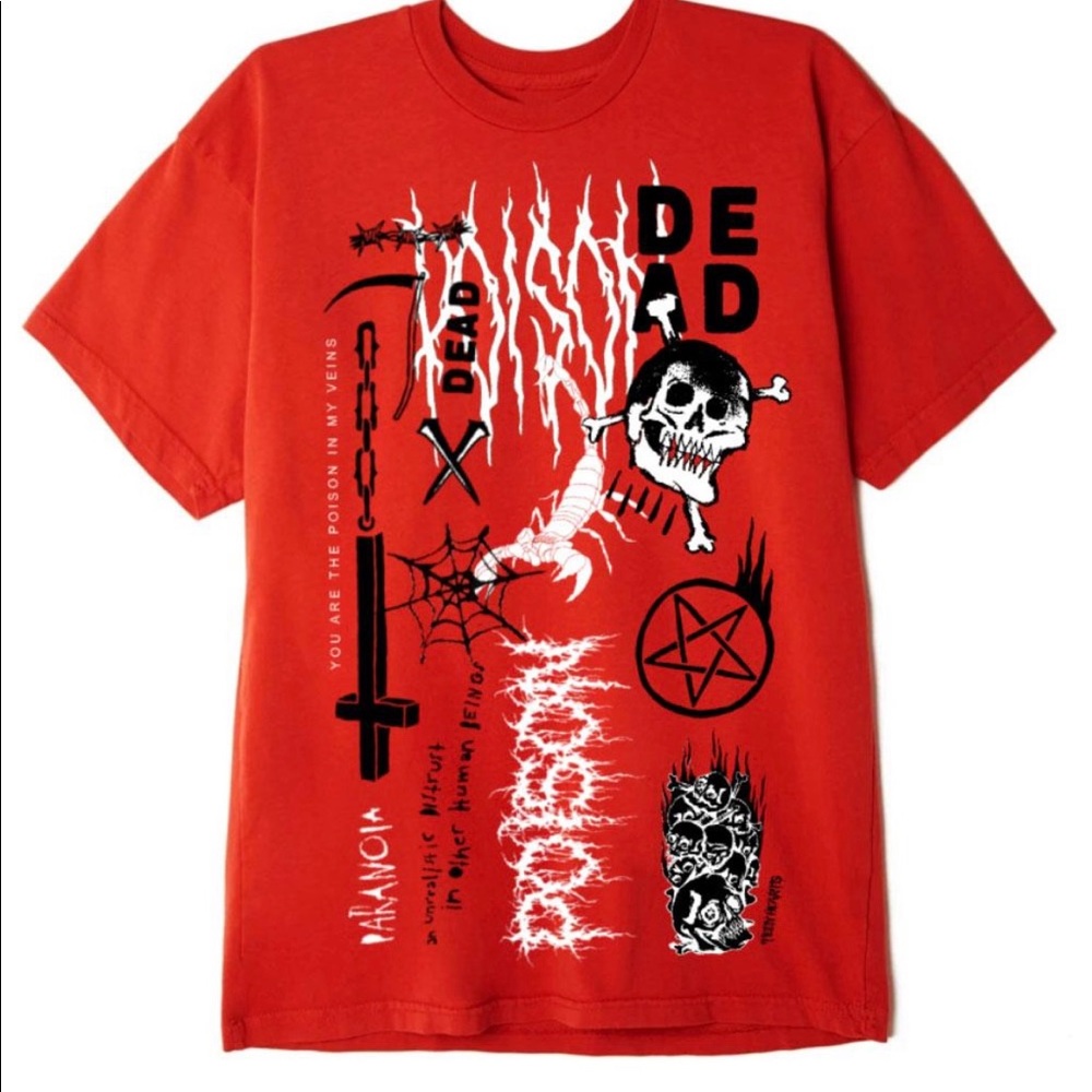 Red skull evil deeds shirt